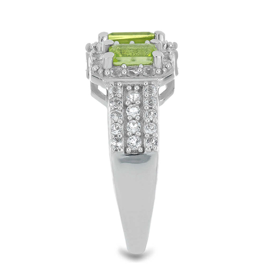 Silberring mit Peridot aus Changbai und weißem Topas 4 