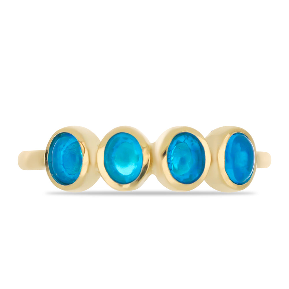 Goldplattierter Silberring mit blauem äthiopischem Opal aus Lega Dembi