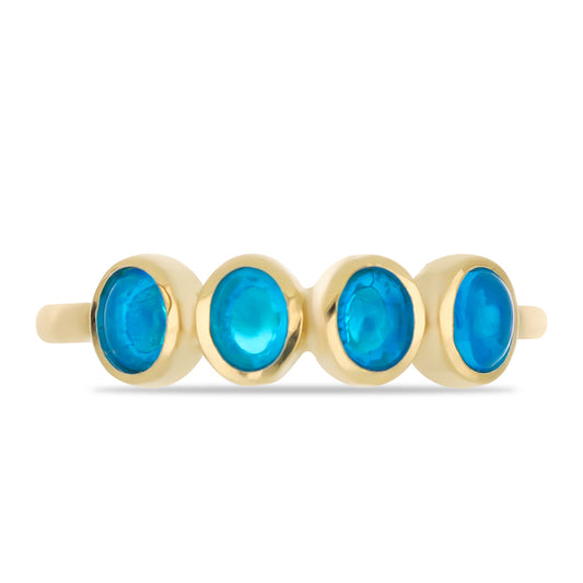 Goldplattierter Silberring mit blauem äthiopischem Opal aus Lega Dembi
