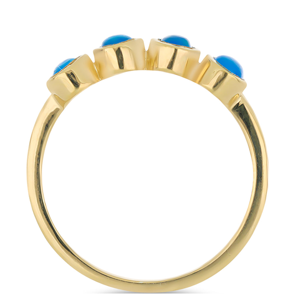 Goldplattierter Silberring mit blauem äthiopischem Opal aus Lega Dembi 2 
