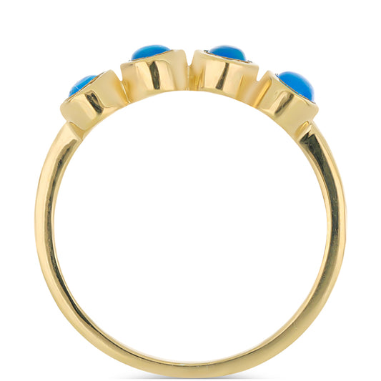 Goldplattierter Silberring mit blauem äthiopischem Opal aus Lega Dembi