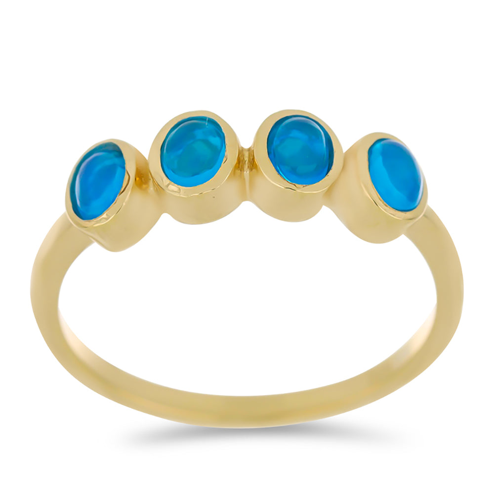 Goldplattierter Silberring mit blauem äthiopischem Opal aus Lega Dembi 3 