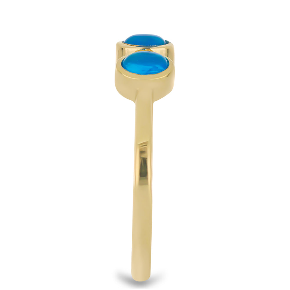Goldplattierter Silberring mit blauem äthiopischem Opal aus Lega Dembi