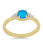 Goldplattierter Silberring mit blauem äthiopischem Opal aus Lega Dembi und weißem Topas