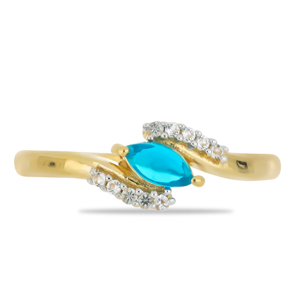 Goldplattierter Silberring mit blauem äthiopischem Opal aus Lega Dembi und weißem Topas 1 