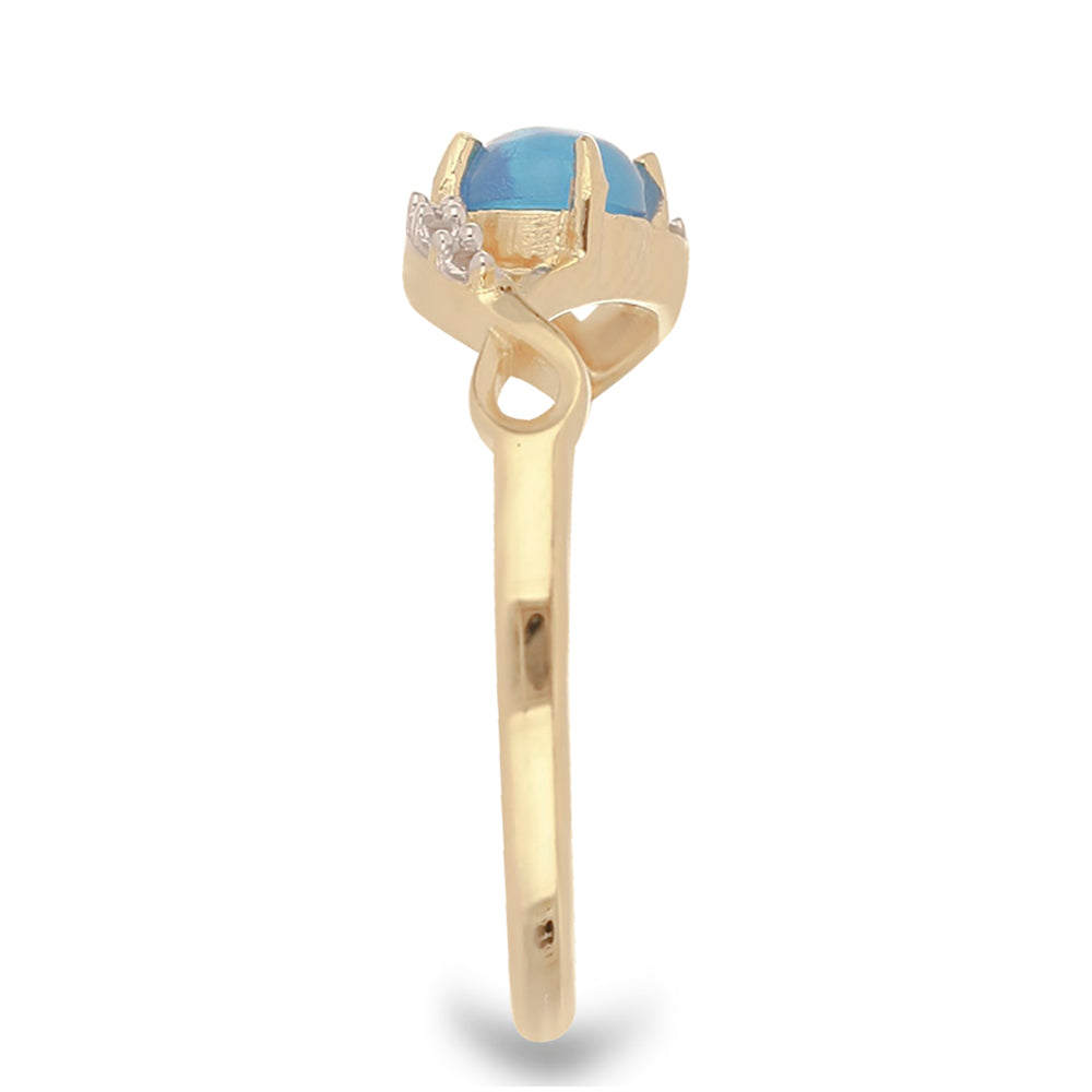 Goldplattierter Silberring mit blauem äthiopischem Opal aus Lega Dembi und weißem Topas 4 