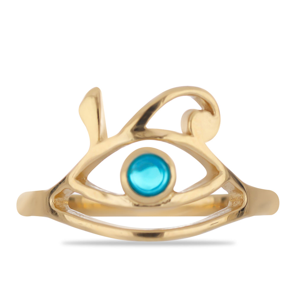 Goldplattierter Silberring mit blauem äthiopischem Opal aus Lega Dembi
