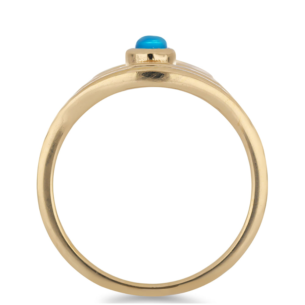 Goldplattierter Silberring mit blauem äthiopischem Opal aus Lega Dembi 2 