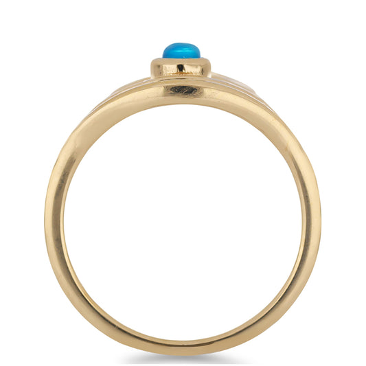 Goldplattierter Silberring mit blauem äthiopischem Opal aus Lega Dembi