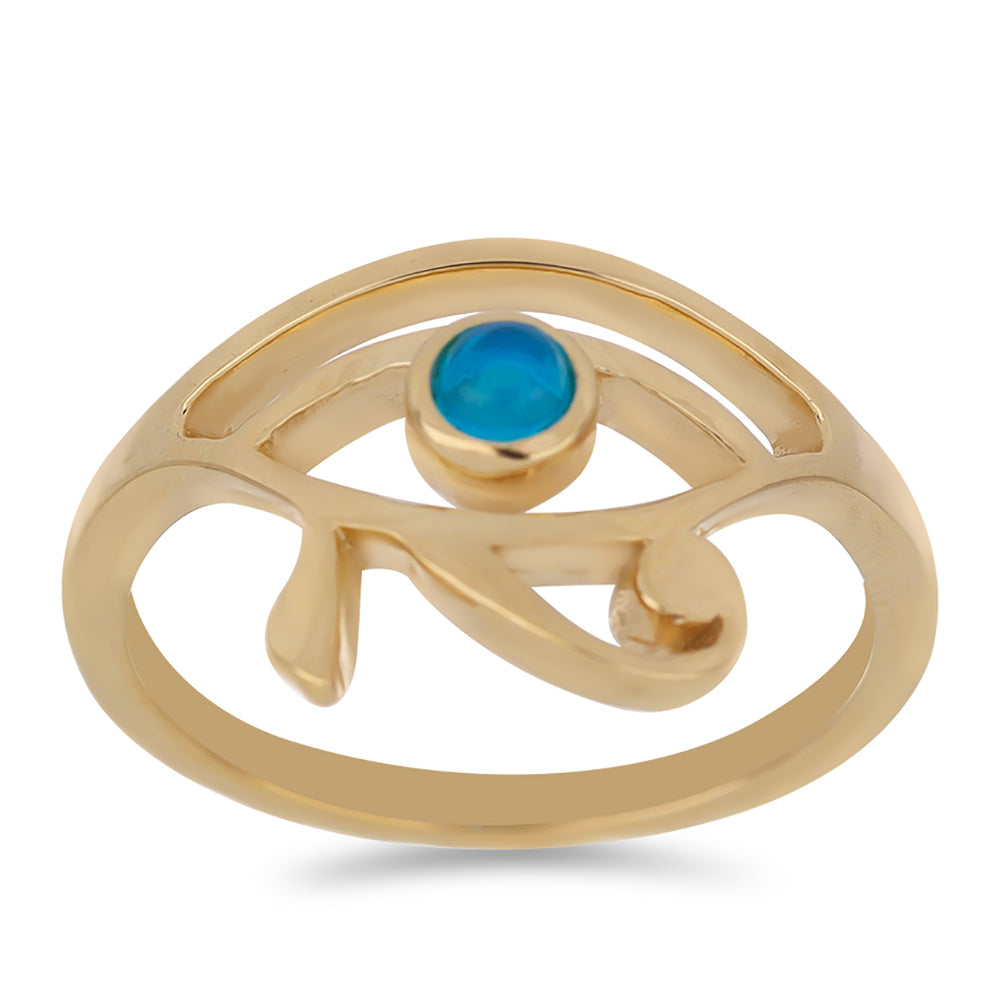 Goldplattierter Silberring mit blauem äthiopischem Opal aus Lega Dembi