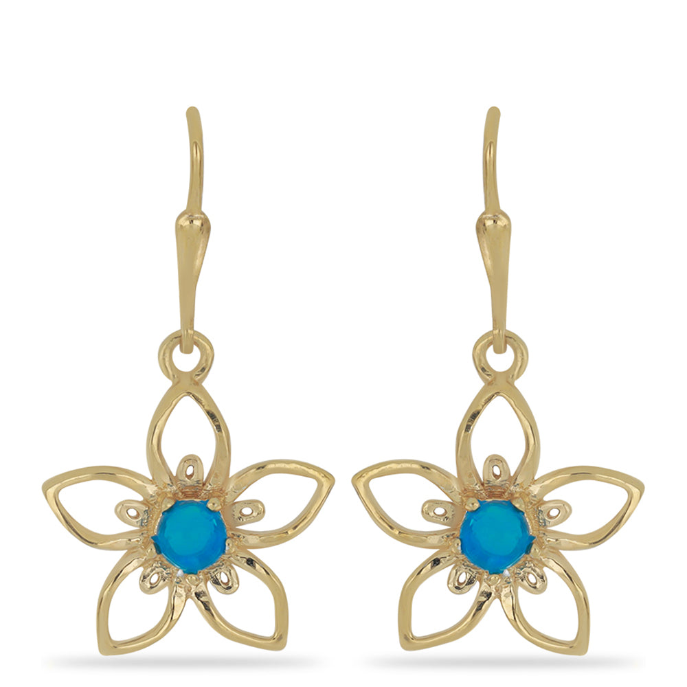 Goldplattierte Silberohrringe mit blauem äthiopischem Opal aus Lega Dembi 1 