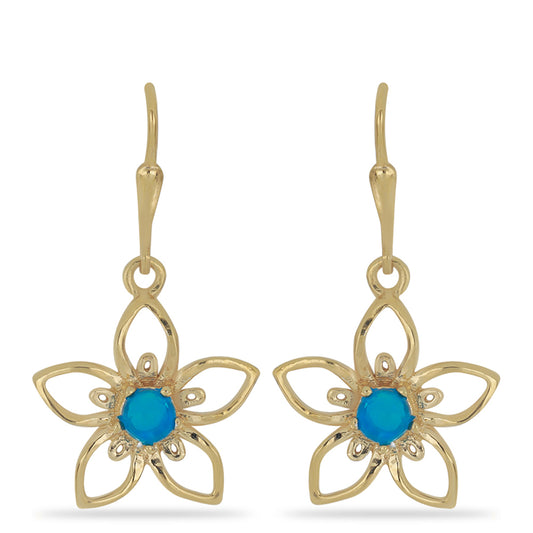 Goldplattierte Silberohrringe mit blauem äthiopischem Opal aus Lega Dembi