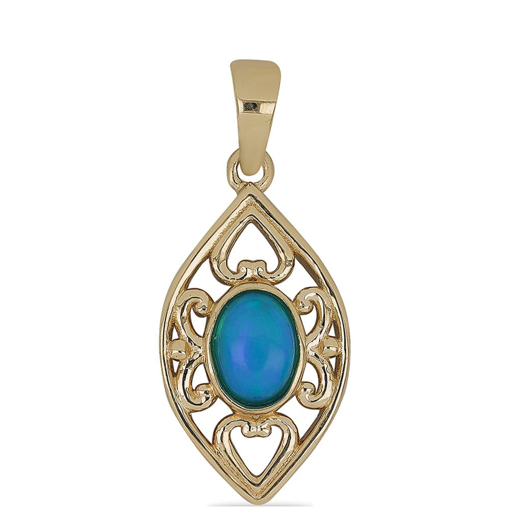 Goldplattierter Silberanhänger mit blauem äthiopischem Opal aus Lega Dembi 1 