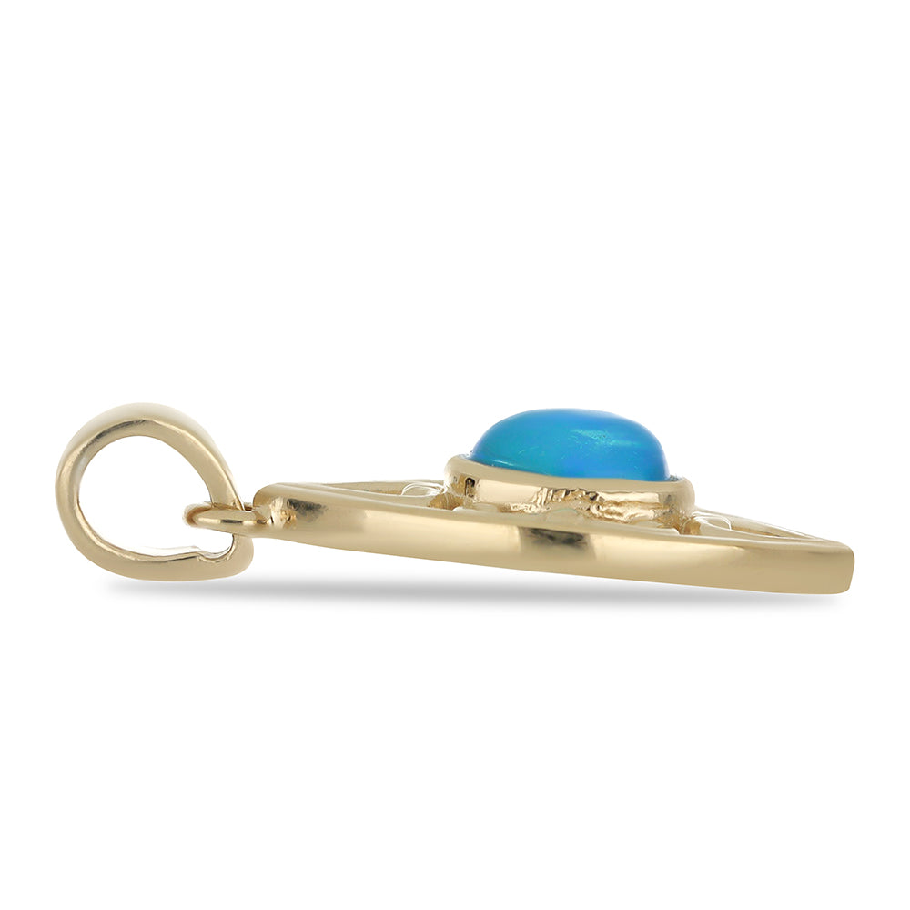 Goldplattierter Silberanhänger mit blauem äthiopischem Opal aus Lega Dembi 2 