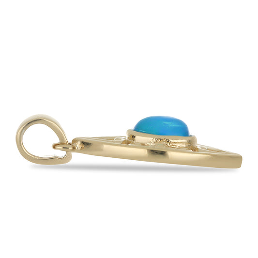 Goldplattierter Silberanhänger mit blauem äthiopischem Opal aus Lega Dembi