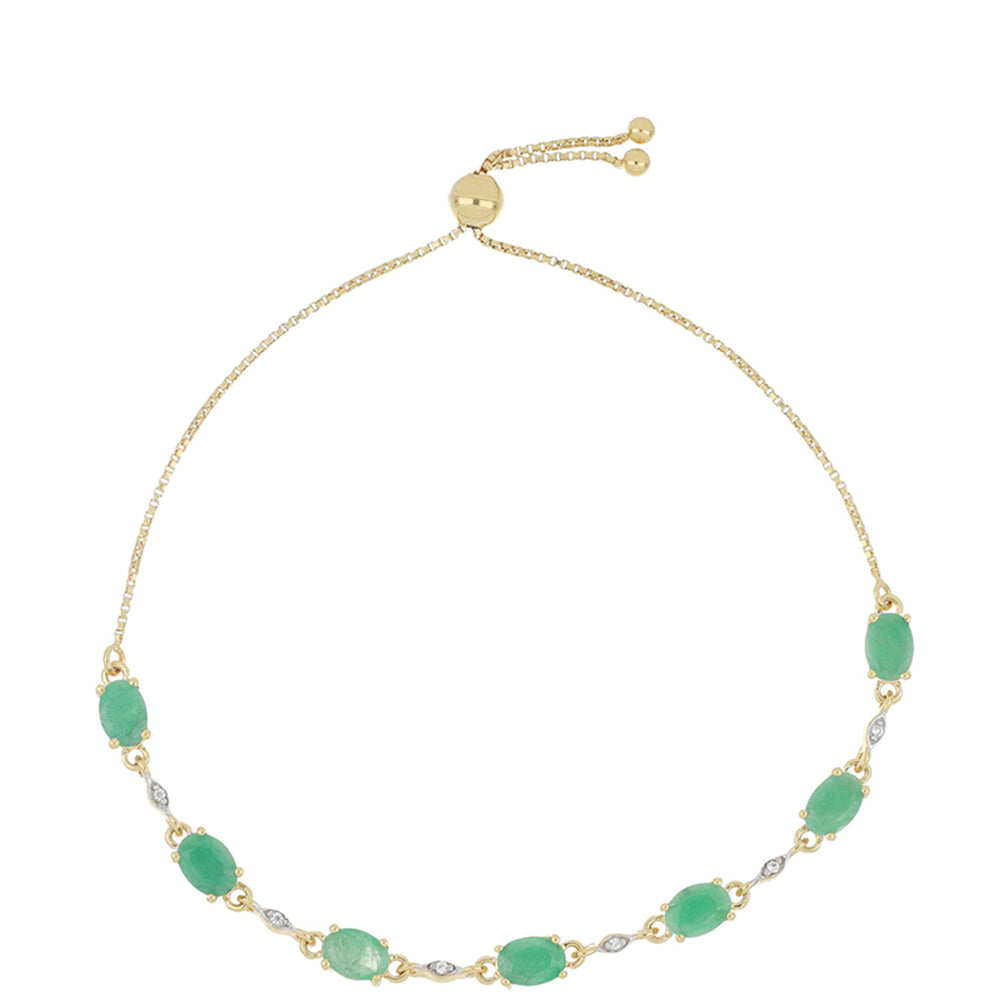 Goldplattiertes Silberarmband mit brasilianischem Smaragd und weißem Topas 1 