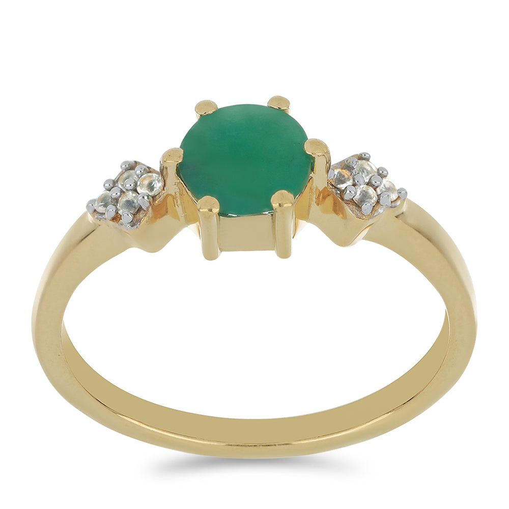 Goldplattierter Silberring mit brasilianischem Smaragd und weißem Topas