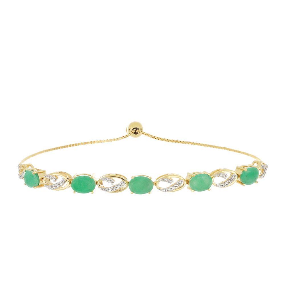 Goldplattiertes Silberarmband mit brasilianischem Smaragd und weißem Topas