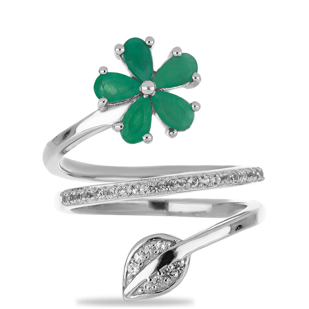 Silberring mit brasilianischem Smaragd und weißem Topas