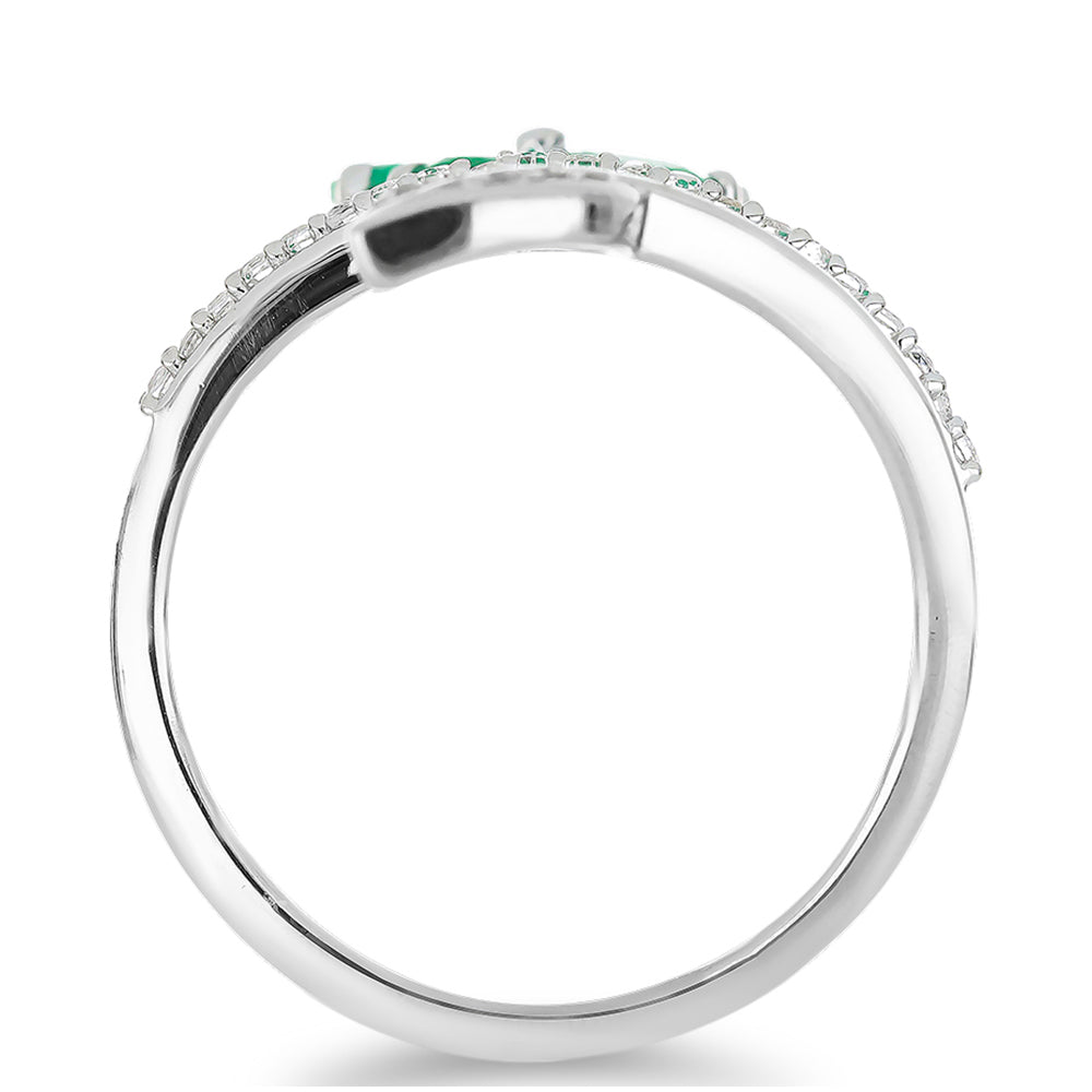 Silberring mit brasilianischem Smaragd und weißem Topas 2 