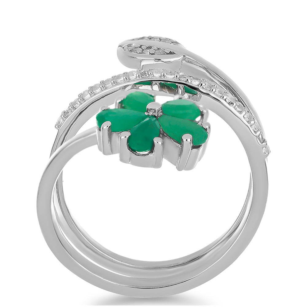 Silberring mit brasilianischem Smaragd und weißem Topas