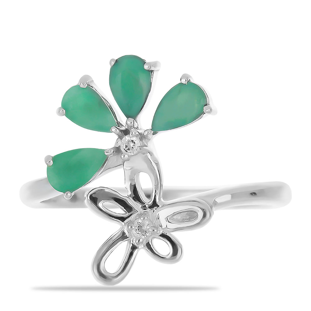 Silberring mit brasilianischem Smaragd und weißem Topas