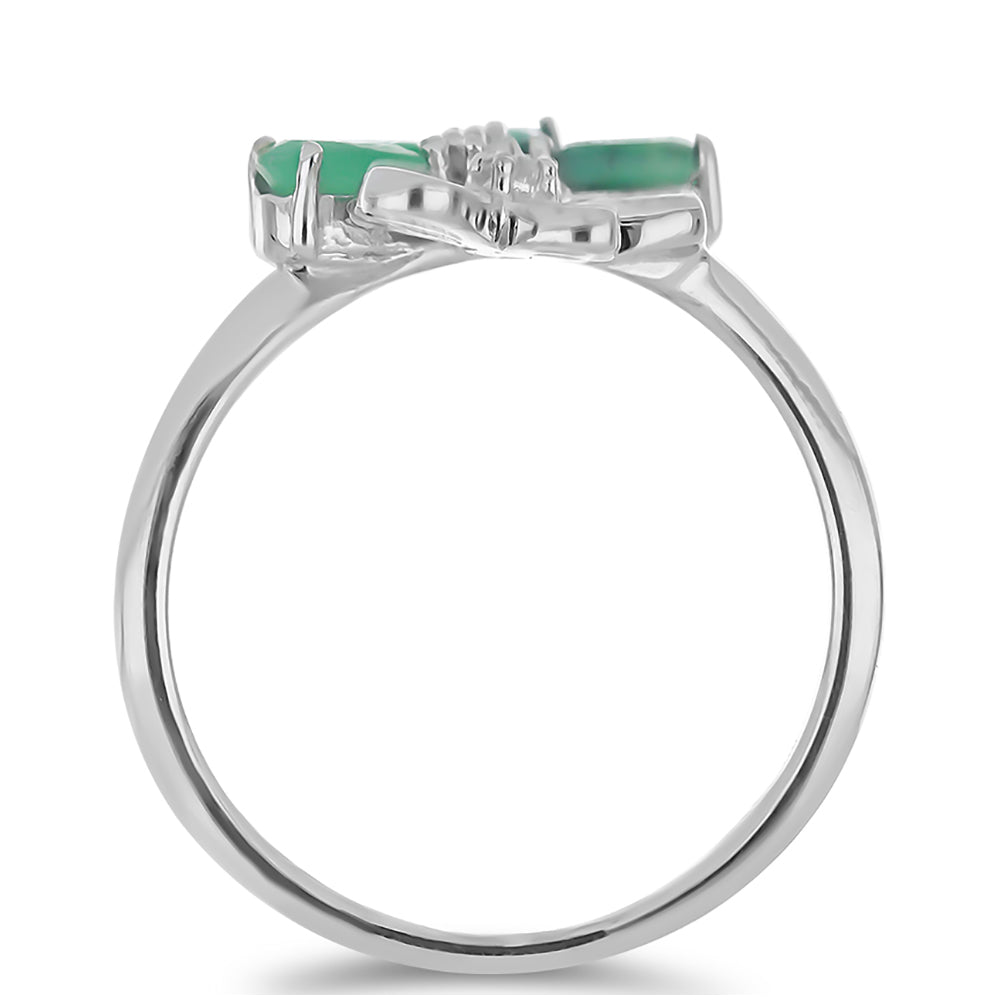 Silberring mit brasilianischem Smaragd und weißem Topas 2 