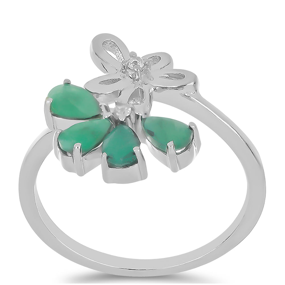 Silberring mit brasilianischem Smaragd und weißem Topas