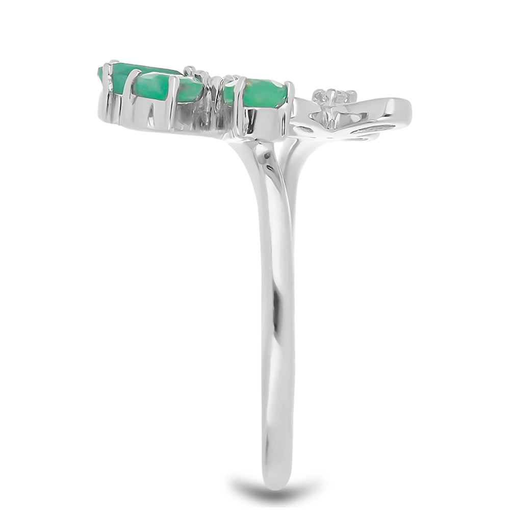 Silberring mit brasilianischem Smaragd und weißem Topas