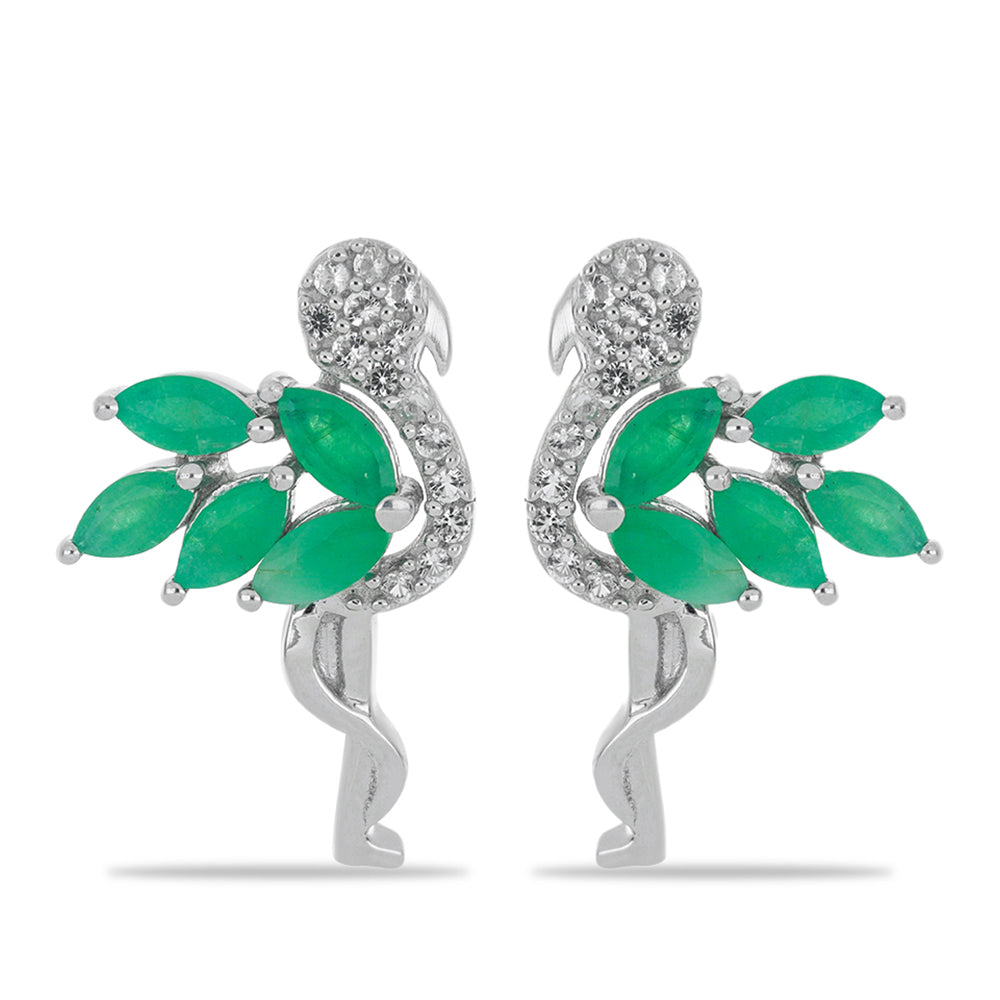 Silberohrringe mit brasilianischem Smaragd und weißem Topas