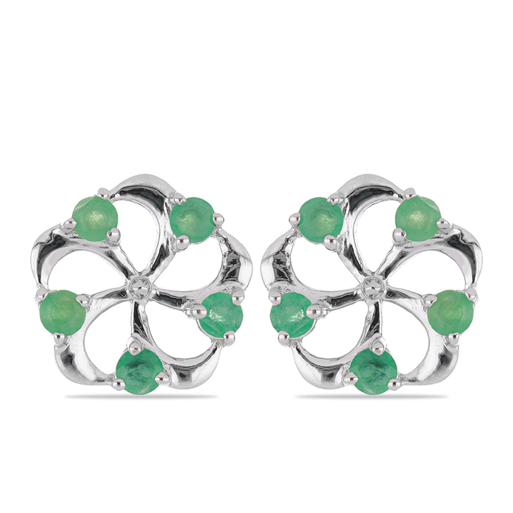 Silberohrringe mit brasilianischem Smaragd 1 