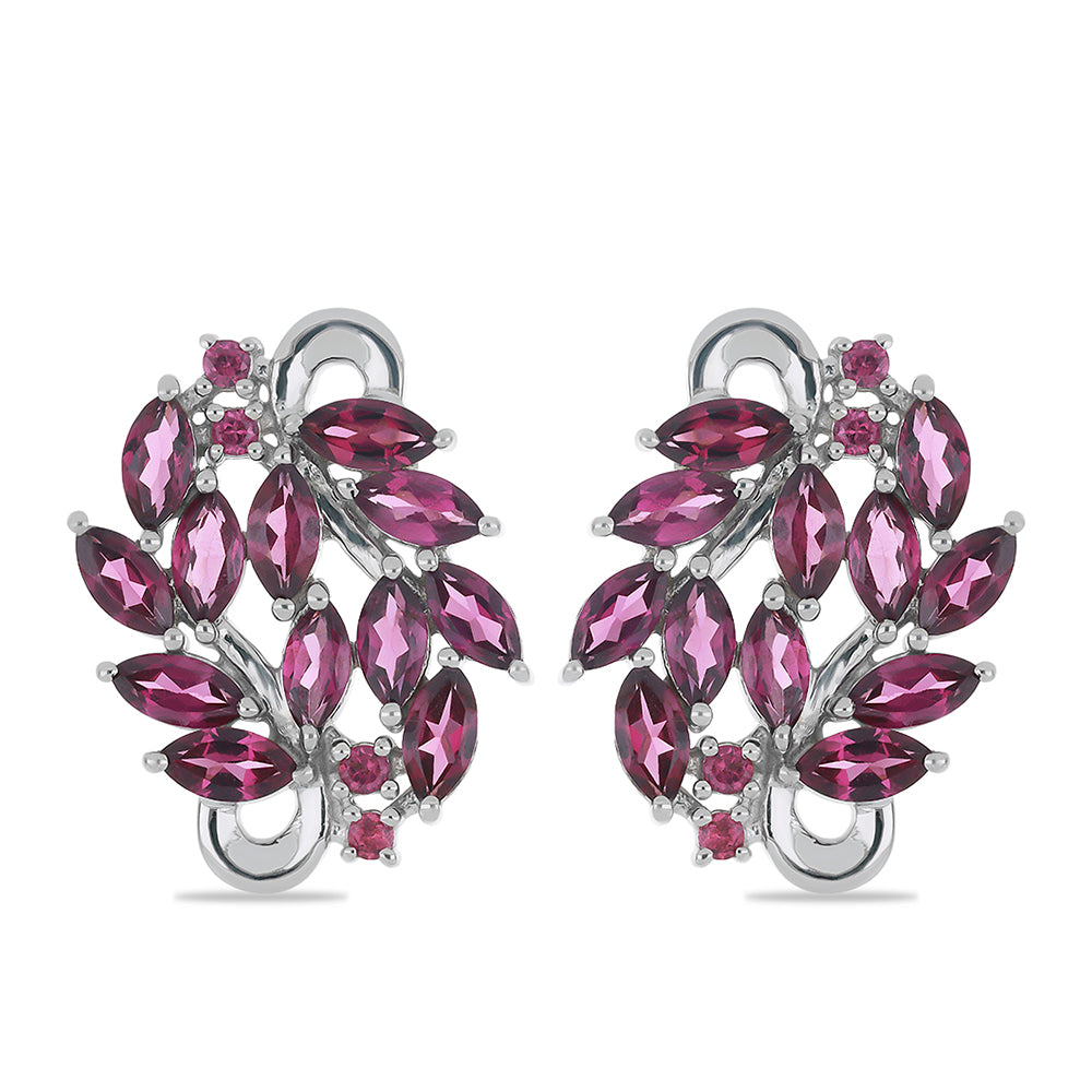 Silberohrringe mit Rhodolith aus Moatize