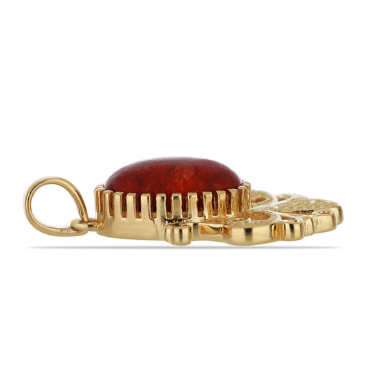 Goldplattierter Silberanhänger mit roter Schwammkoralle