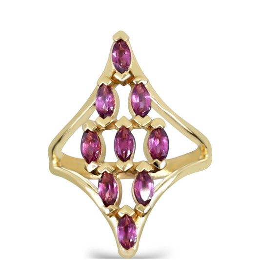 Goldplattierter Silberring mit Rhodolith aus Moatize