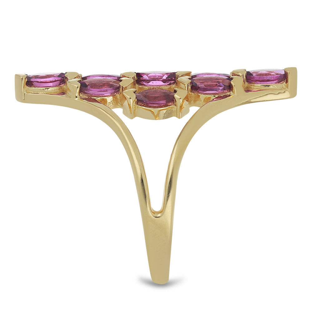 Goldplattierter Silberring mit Rhodolith aus Moatize 4 