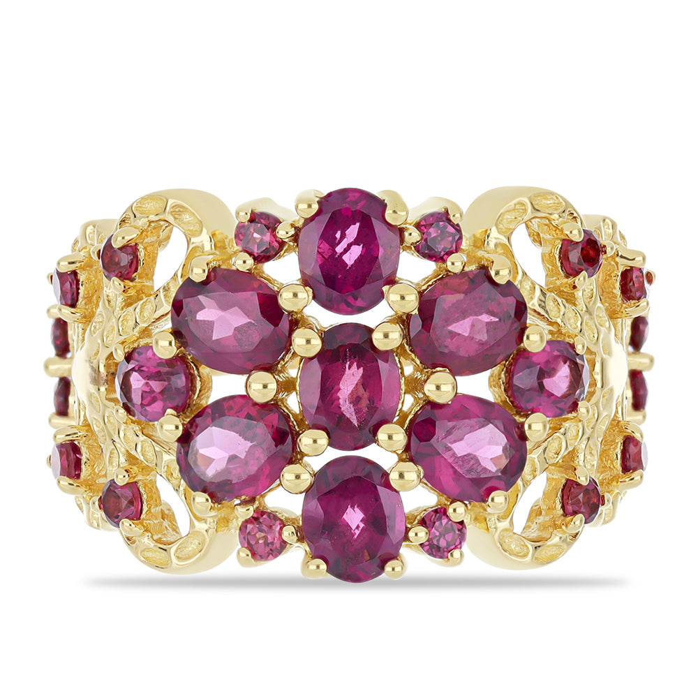 Goldplattierter Silberring mit Rhodolith aus Moatize 1 