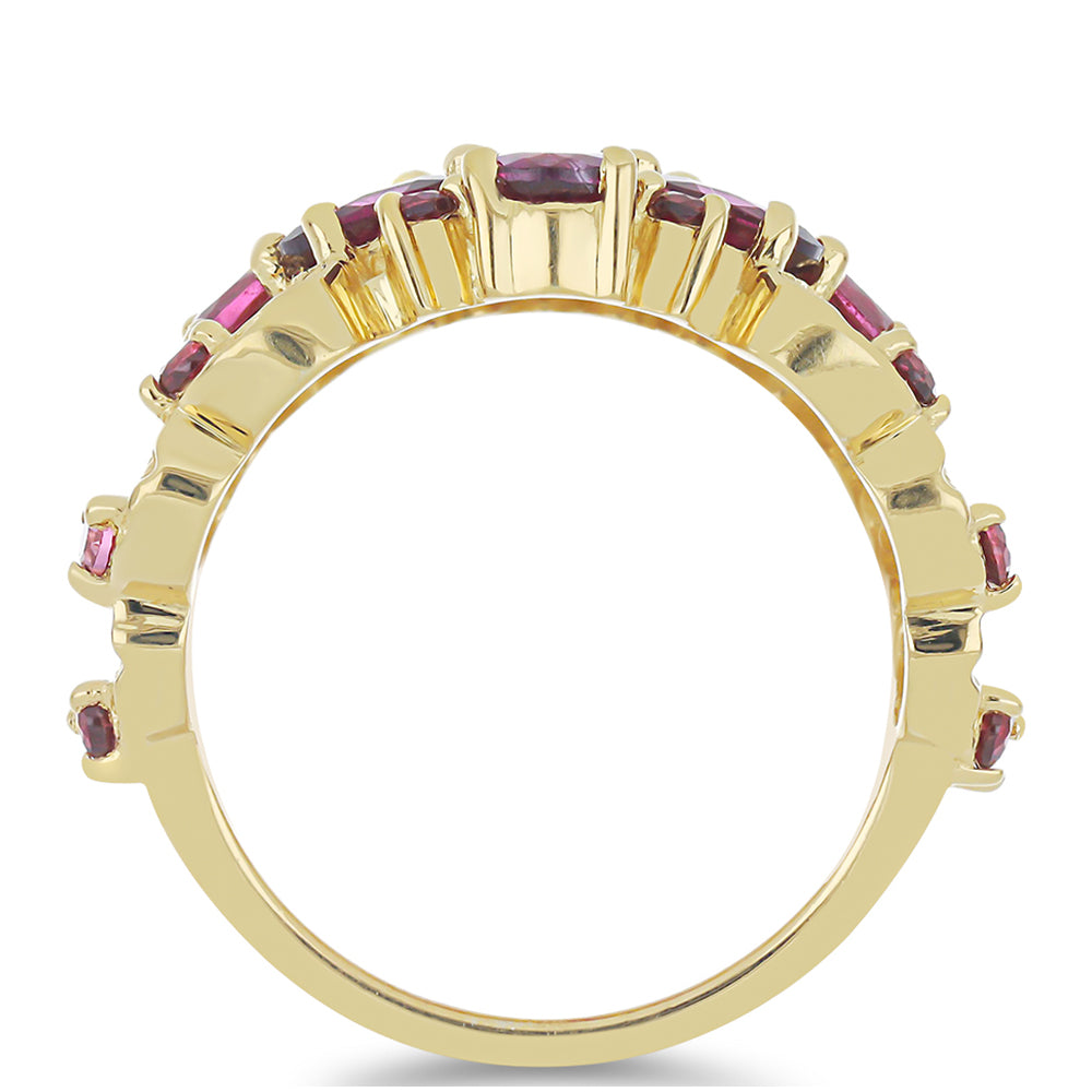 Goldplattierter Silberring mit Rhodolith aus Moatize 2 