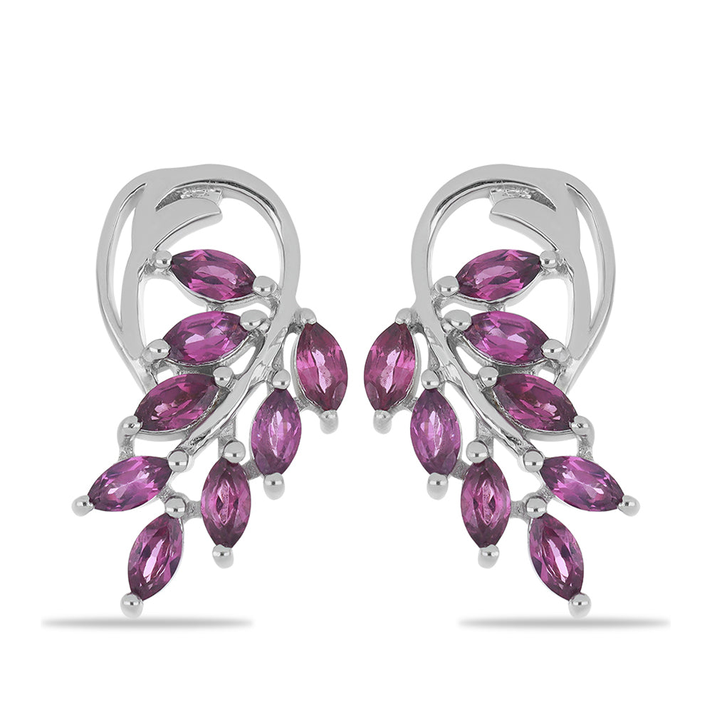 Silberohrringe mit Rhodolith aus Moatize