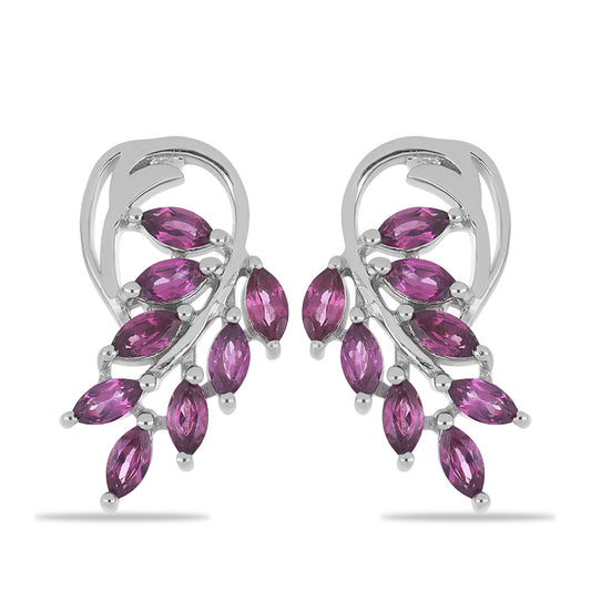 Silberohrringe mit Rhodolith aus Moatize