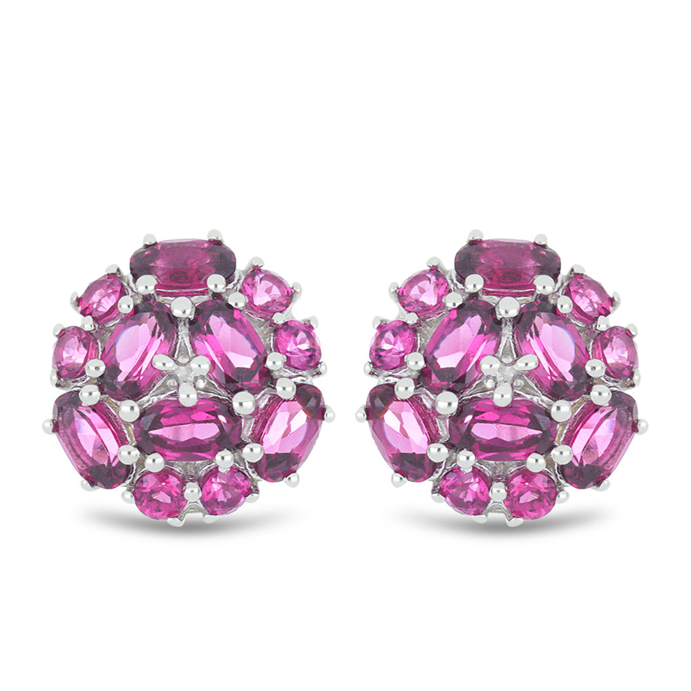 Silberohrringe mit Rhodolith aus Moatize 1 