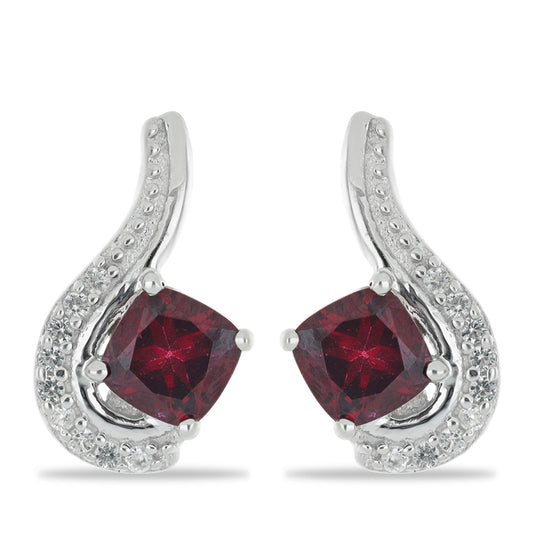 Silberohrringe mit Rhodolith aus Moatize und weißem Topas