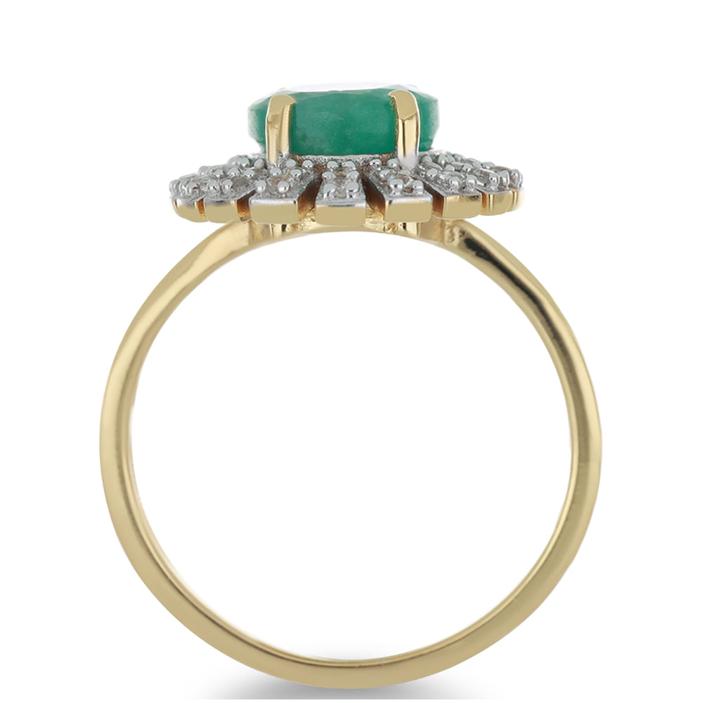 Goldplattierter Silberring mit brasilianischem Smaragd und weißem Topas