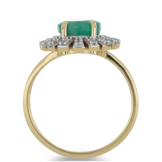 Goldplattierter Silberring mit brasilianischem Smaragd und weißem Topas