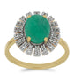 Goldplattierter Silberring mit brasilianischem Smaragd und weißem Topas