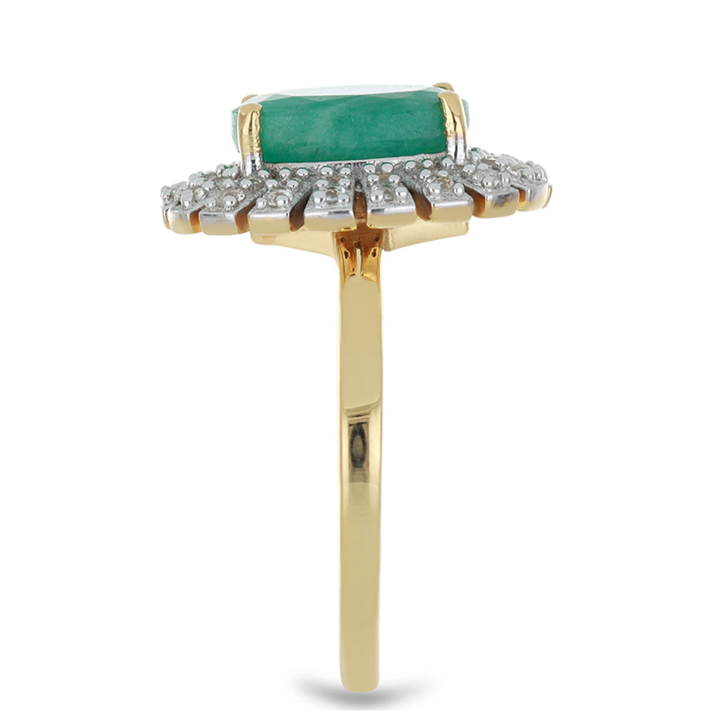 Goldplattierter Silberring mit brasilianischem Smaragd und weißem Topas 4 