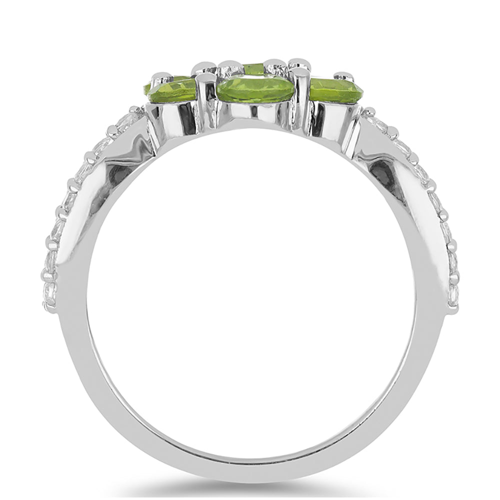 Silberring mit Peridot aus Changbai und weißem Topas 2 