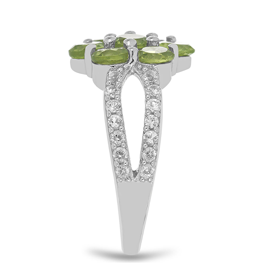 Silberring mit Peridot aus Changbai und weißem Topas 4 