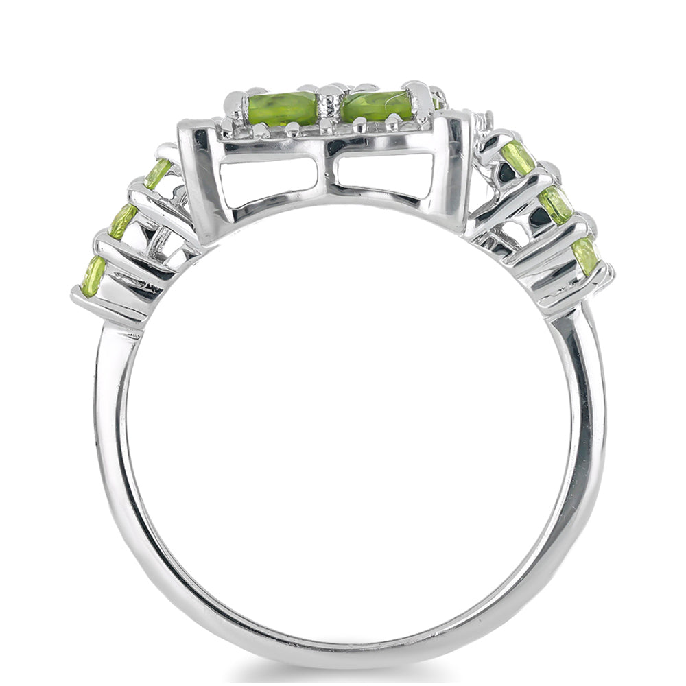 Silberring mit Peridot aus Changbai und weißem Topas 2 