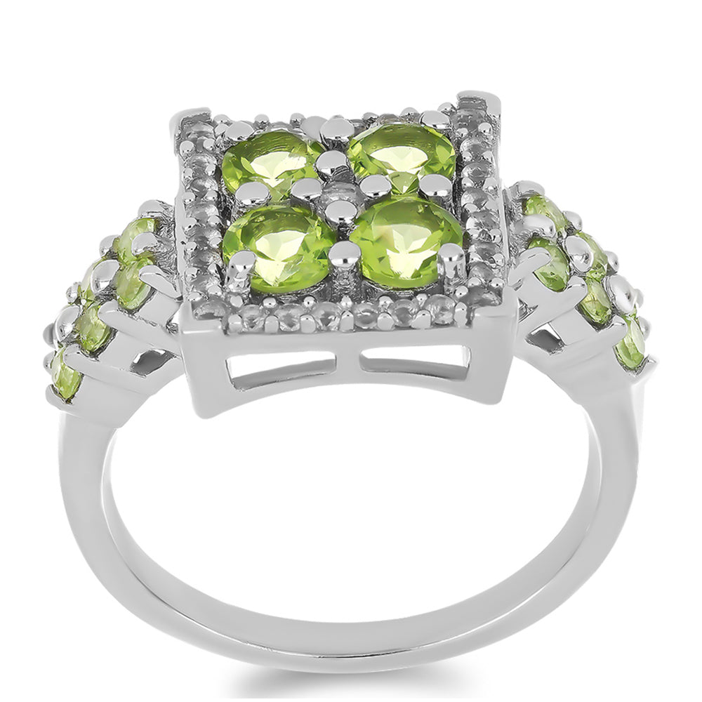 Silberring mit Peridot aus Changbai und weißem Topas 3 