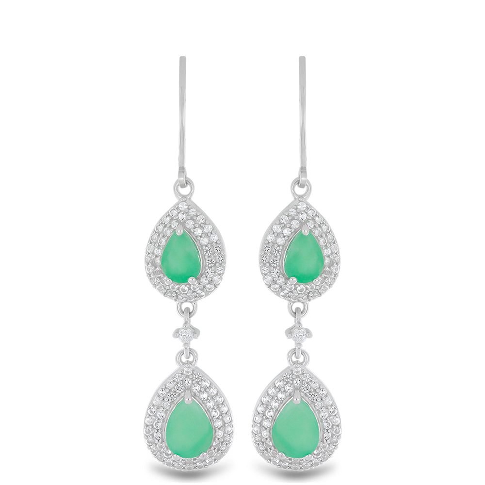 Silberohrringe mit brasilianischem Smaragd und weißem Topas